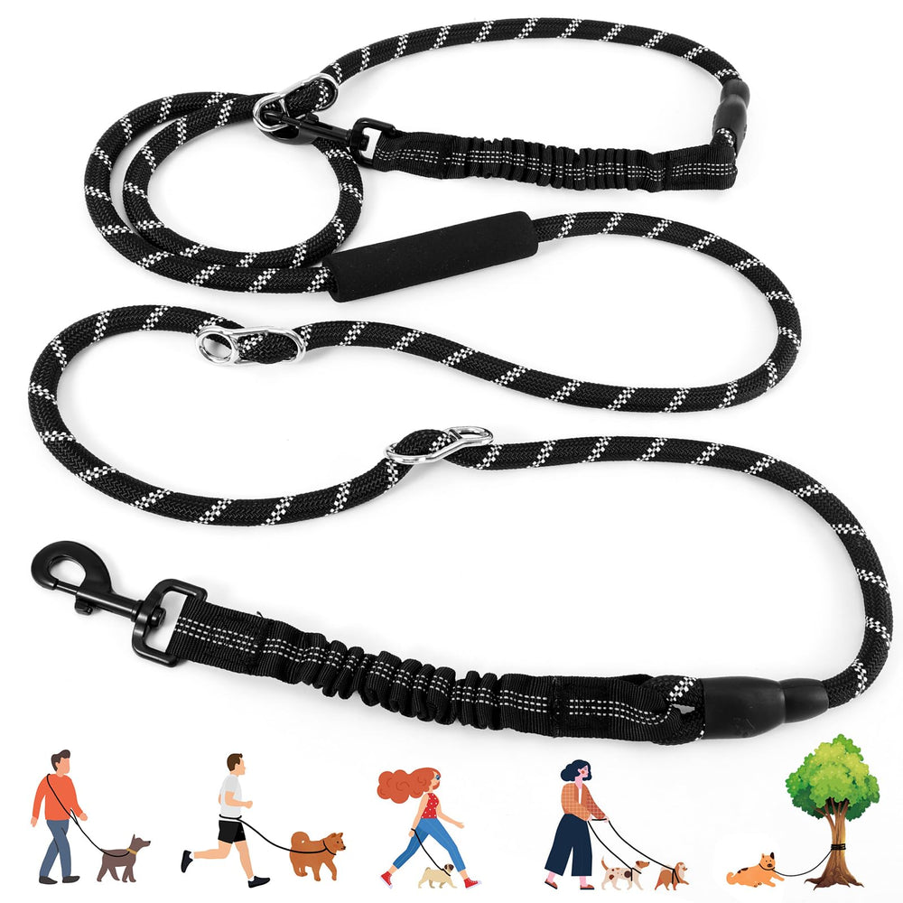 Heavy Duty Hands Free Dog Leash 10FT Adjustable Handsfree Dog Training Leash with Shock Absorbing Bungee No Pull Tangle Free Reflective Body Waist Leash for Dog Walking Running